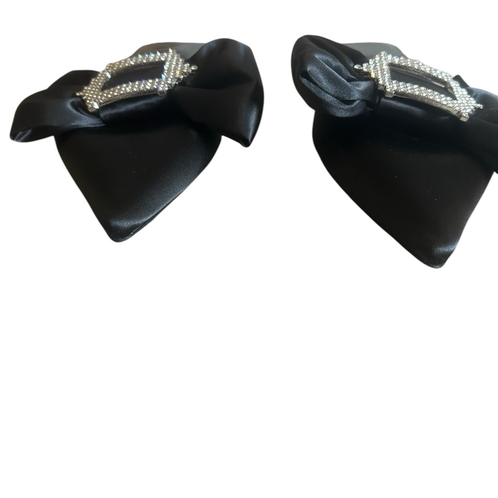 Jeffrey Campbell Sit Pretty Flats Black Embellished Rhinestone Bow NWOB Size 9 - Picture 7 of 7